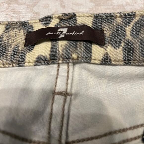 7 for All Mankind jeans brown & tan animal print stretch skinny ankle Sz 26 US 2 - Picture 7 of 9